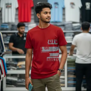 Export Quality 100% Cotton Crew Neck Printed T-shirt