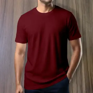 Export 2/2 Ribbed Cotton Half Sleeve T-shirt