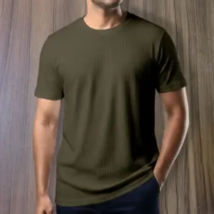 Export 2/2 Ribbed Cotton Half Sleeve T-shirt