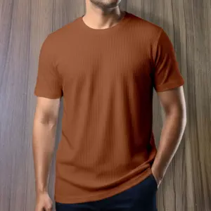 Export 2/2 Ribbed Cotton Half Sleeve T-shirt