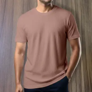 Export 2/2 Ribbed Cotton Half Sleeve T-shirt